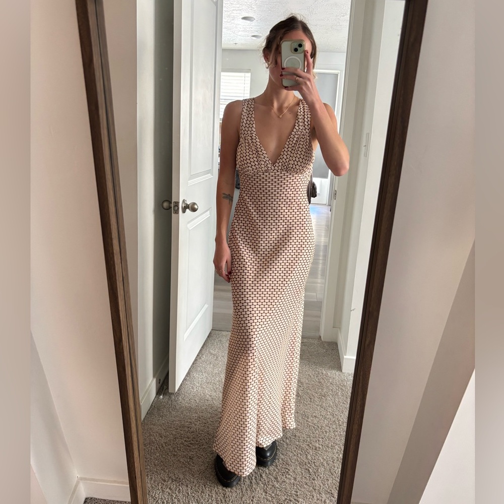 Princess Polly maysa geo maxi dress beige